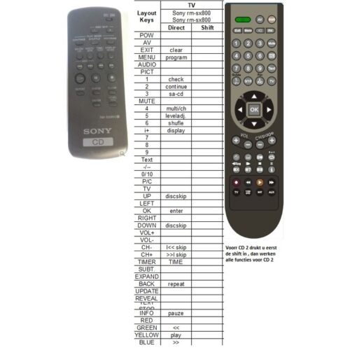 Afstandsbediening Sony rm-sx800 cd-ce595 - Afbeelding 2