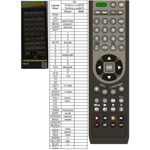 Afstandsbediening Technics eur64798 sl-pg400A - Afbeelding 2