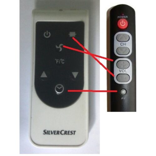 Afstandsbediening silvercrest kachel SKD2300C3 - Afbeelding 2