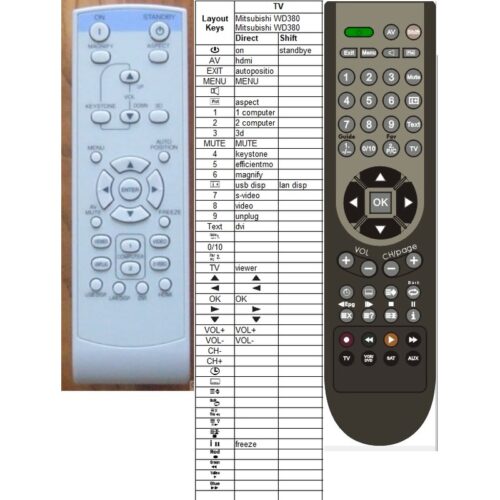 Afstandsbediening Mitsubishi WD380U-est - Afbeelding 2