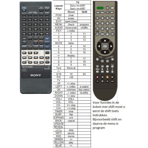 Afstandsbediening Sony rm-d997 cdp-997 - Afbeelding 2