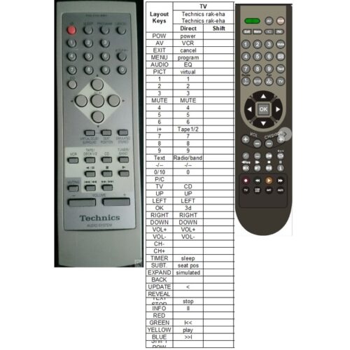 Afstandsbediening Technics rak-eha18wh - Afbeelding 2
