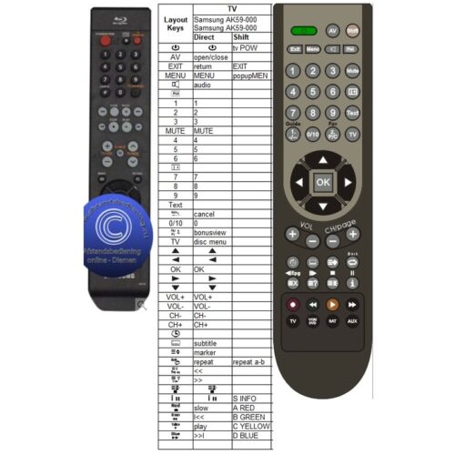 Afstandsbediening Samsung bd-p2500edc AK59-00070E - Afbeelding 2