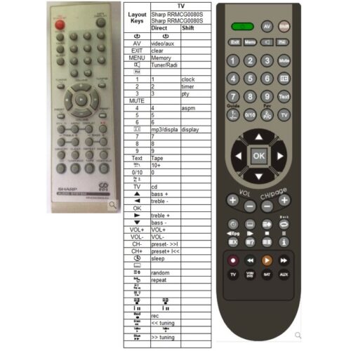 Afstandsbediening Sharp RRMCG0080SJSA XL-MP45H - Afbeelding 2