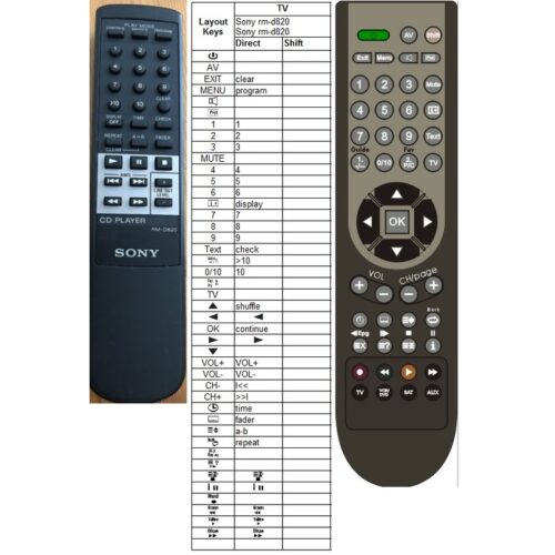 Afstandsbediening Sony rm-d820 cdp-xa1es - Afbeelding 2